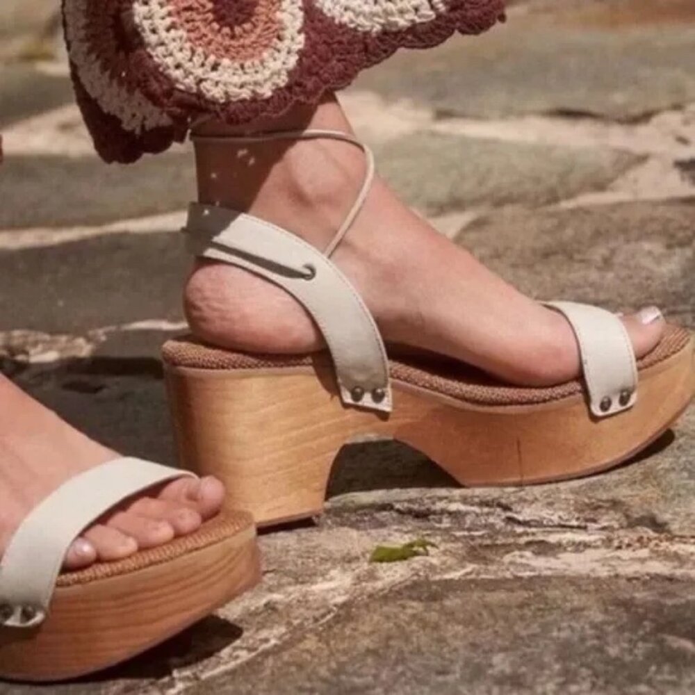 Free People Aurora Wrap Clogs in White Size 38